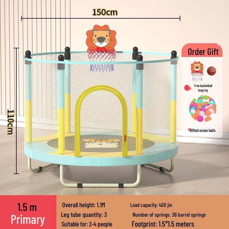 Indoor/Outdoor Kids Fitness Trampoline - Large Round Bouncing Bed for Home and Commercial Use