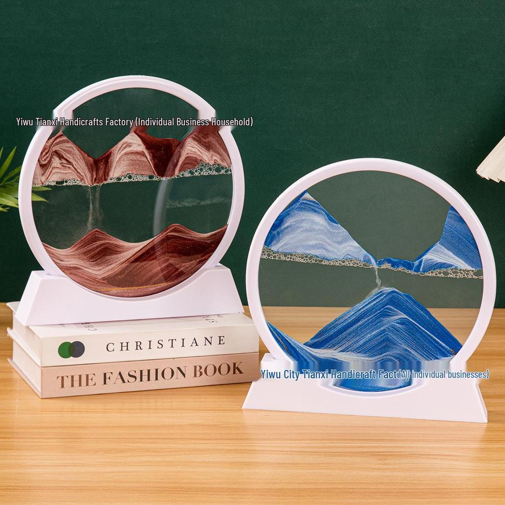 3D Quicksand Hourglass Art: Decompression Landscape Ornament for Home or Office Decor