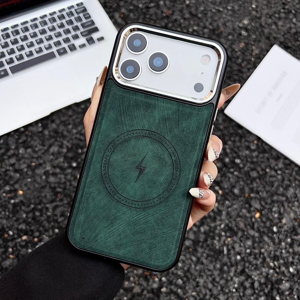 Luxury Lightning Charging Leather Texture Case For iPhone 17 Air 16 15 14 13 12 11 Pro Max Plus XS XR for Magsafe Magnetic Cover