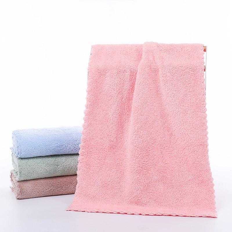 Coral Velvet Cut Edge Towel Plain Square Towel Soft and Thick Moisture Moisture-wicking and Quick Drying Men and Women Bath Towels