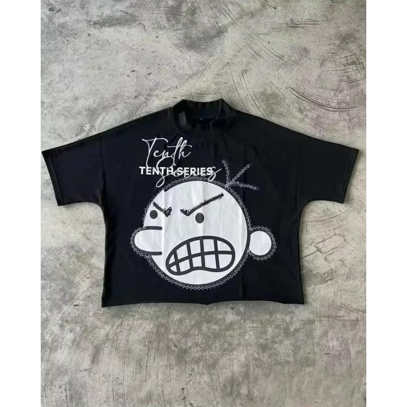 

Streetwear TShirt Y2K Gothic Hip Hop Cartoon Anime Graphic Print Oversized T Shirt Men Men Round Neck Cotton Short Sleeve Tops 6XL