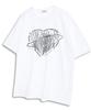 Under Off Oversized Crew Neck Metallic Chrome Heart Logo Short Sleeve T-Shirt White