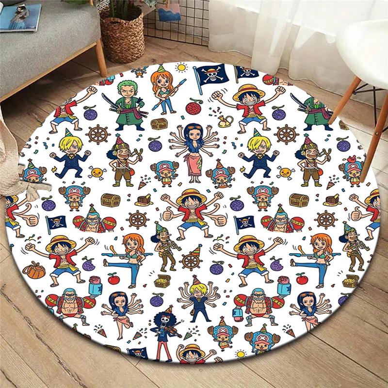 One Piece Poster Round Area Rug Carpet Rug For Living Room Bedroom Sofa Playroom Decor Nonslip Floor Mat