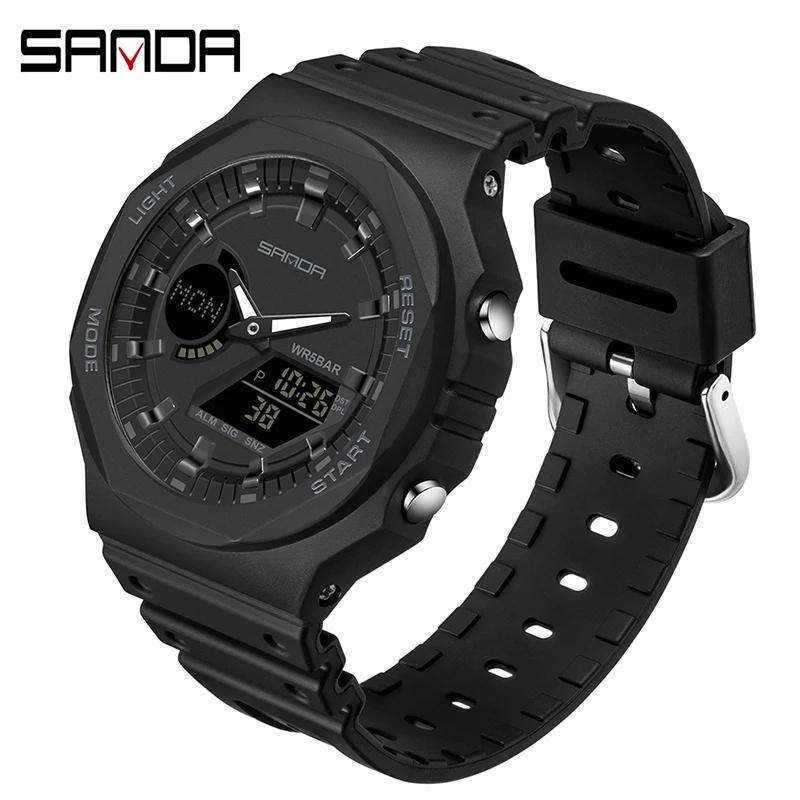 SANDA 6016 Brand Style Men Digital Watch Shock Sports Watches Mens Fashion Waterproof LED Electronic Wristwatch Mens Relogio