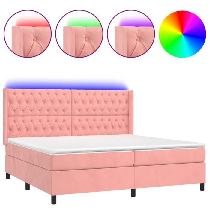 VidaXL Bed Slatted Base with Mattress and LEDs, Upholstered Bed with Headboard, Double Bed, Adult Bedroom Bed, 3139768