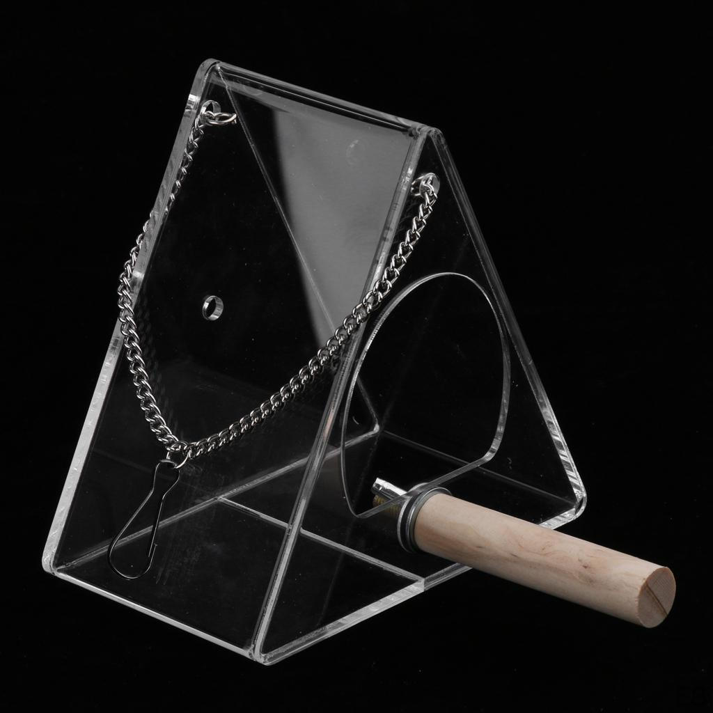 Acrylic Parrot Bird Feeder without mess Automatic with Stand Round/Triangular
