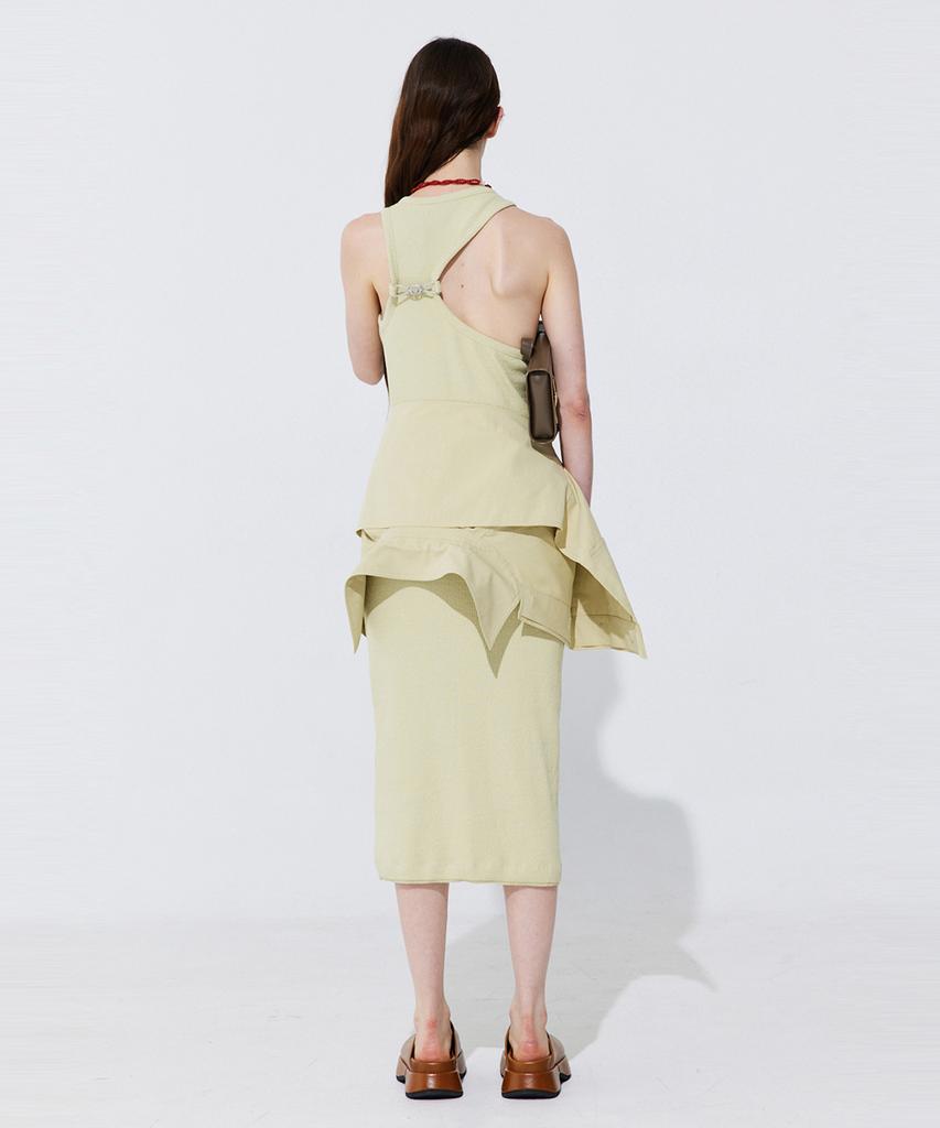 WNDERKAMMER Back Cut-Out Sleeveless Dress_Light Green