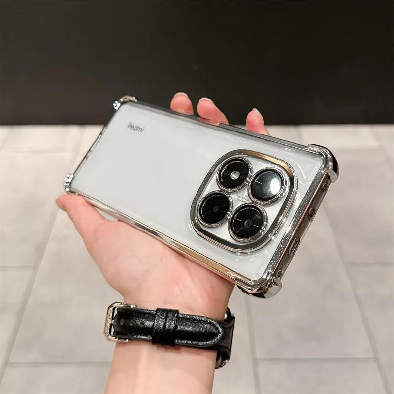 

Чехол для Xiaomi Redmi Note 14 Pro Plus 12 13 11 10 Redmi 13C 14C 10C 12C Противоударный Прозрачный с Защитой Объектива Камеры Xiaomi 15T серебряный