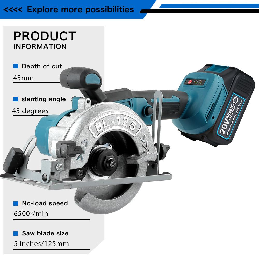 6500r/min Handheld Woodworking Tool Brushless Circular Saw Cordless Portable Electric Saw Adjustable Wood Cuttiing Machine