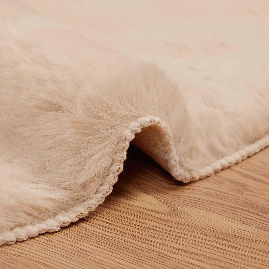Non Slip Artificial Rabbit Fur Rug OLITE Taupe