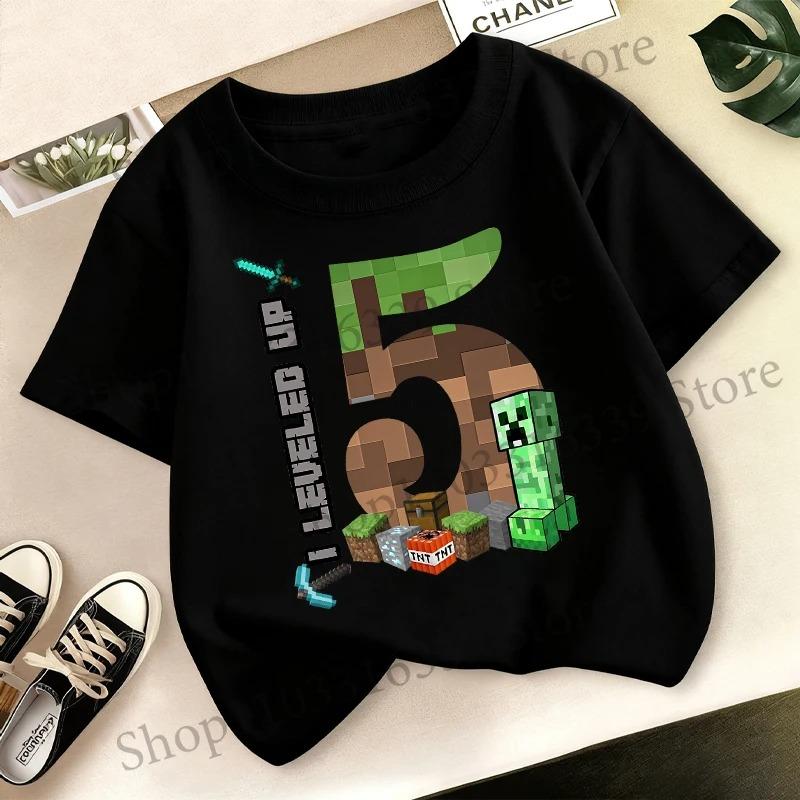 Birthday Number T-shirt Party Supplies Gift Minecrafted Cartoon Children Clothes Boy Tops Summer Short Sleeve round neck Tees