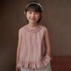 Hacikis Girls' Summer Sweet Pink Ruffled Cotton Vest Top
