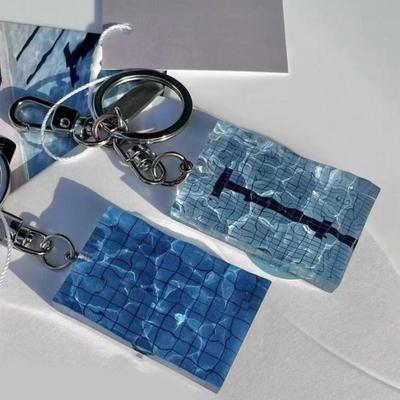 Swimming Pool Keychain Backpack Handbag Pendant Wavy Keyring Car Keychain Bag Charm Decorations Swimmer's Gift