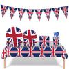 16pcs British Flag Rice Shaped Flag Themed Cup Disposable Tablecloth Birthday Flag Party Tableware Decoration Party Supplies