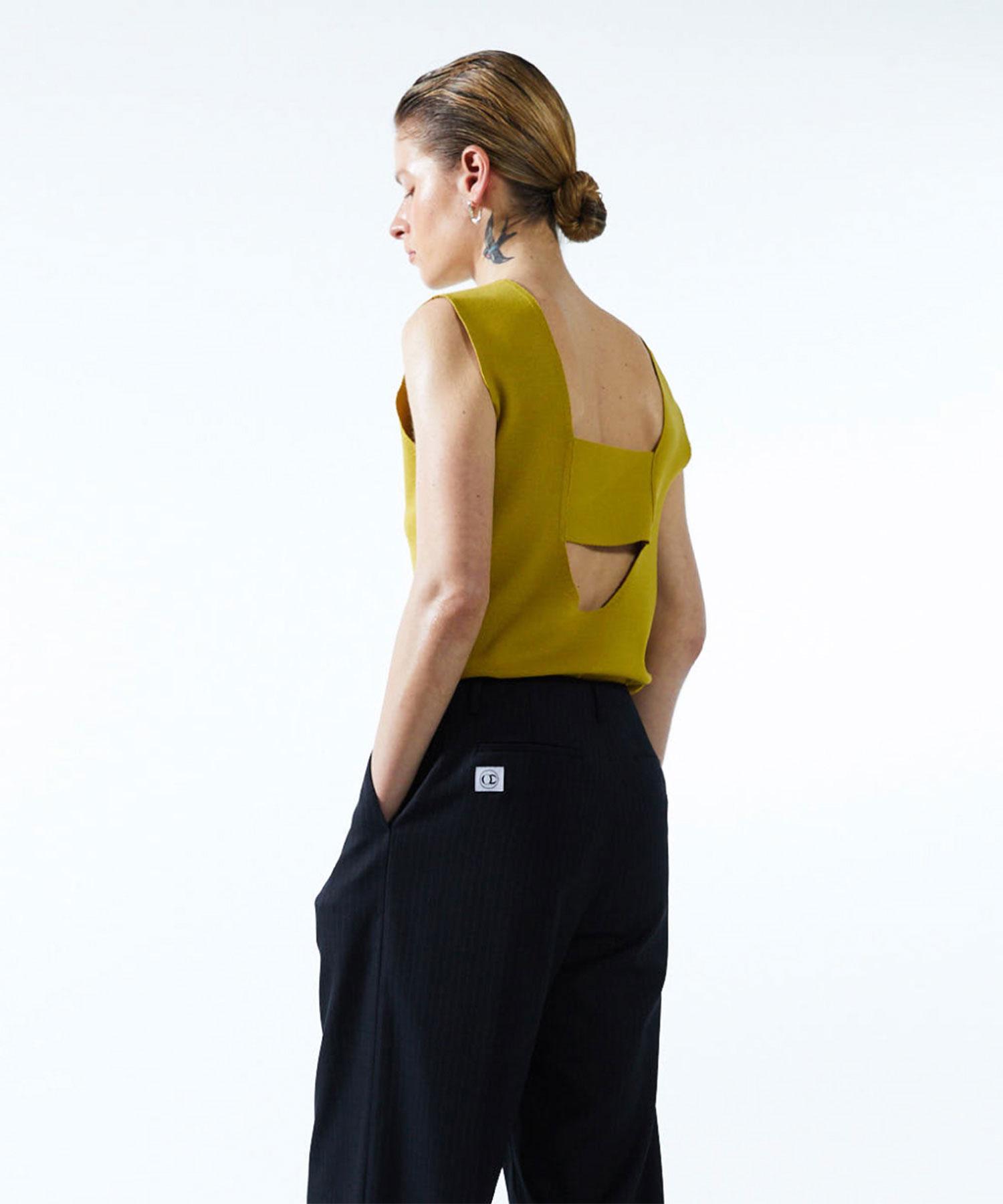 Three To Eighty Scoop-Back Sleeveless Knit Top (Olive) Olive