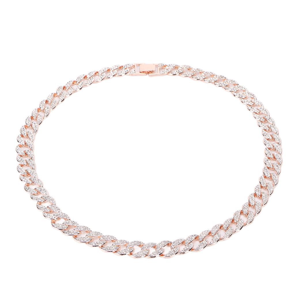 Chain Necklace Rhinestones Alloy Hip Hop Style 24in Jewelry Clothes Decorative Accessories