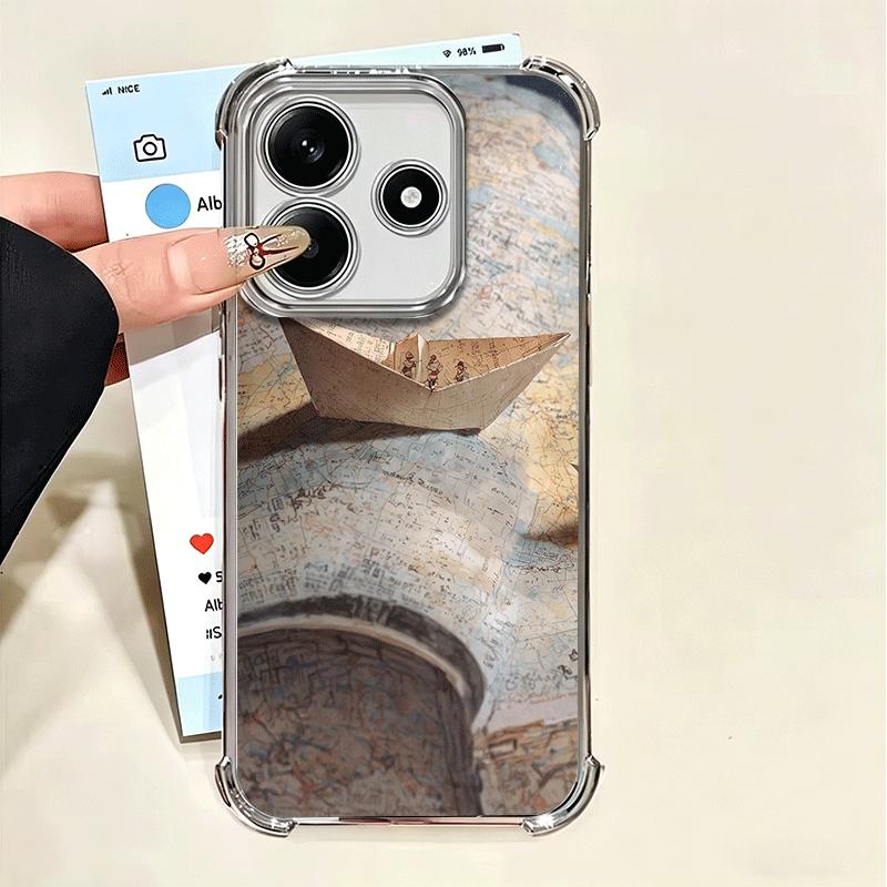 Paper Airplane Boat Dream Plating Phone Case For Xiaomi Poco X5 X6 X7 X8 Pro Max F8 Ultra F7 M8 M7 M5S Redmi 15C 15 14C 13C 13 X