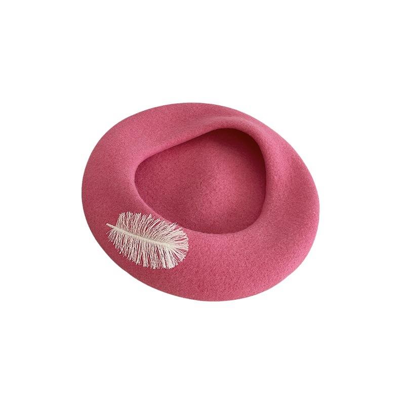 Beret Women's Autumn and Winter Korean Style Face Showing Small Woolen Bud Painter's Hat Japanese Style Large Head Circumference Hat
