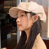 Plaid beret female summer retro painter hat big head circumference showing face small newsboy hat spring and autumn cloud octagonal hat