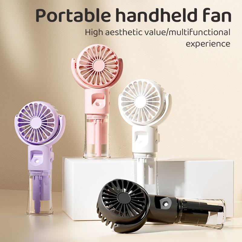 

New Handheld Mist Fan USB Rechargeable Handheld Fan with Humidifier Mini Water Spray Hand Fan Adjustable Outdoor Cooling Tools