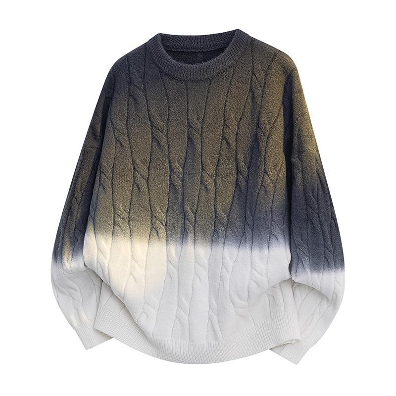 Pullovers Long Sleeves Sweaters Unisex Sweater Paragraph Autumn and Winter Gradient Colour Tops Couples Loose Pullover Round Neck Bottoming Knit Shirt