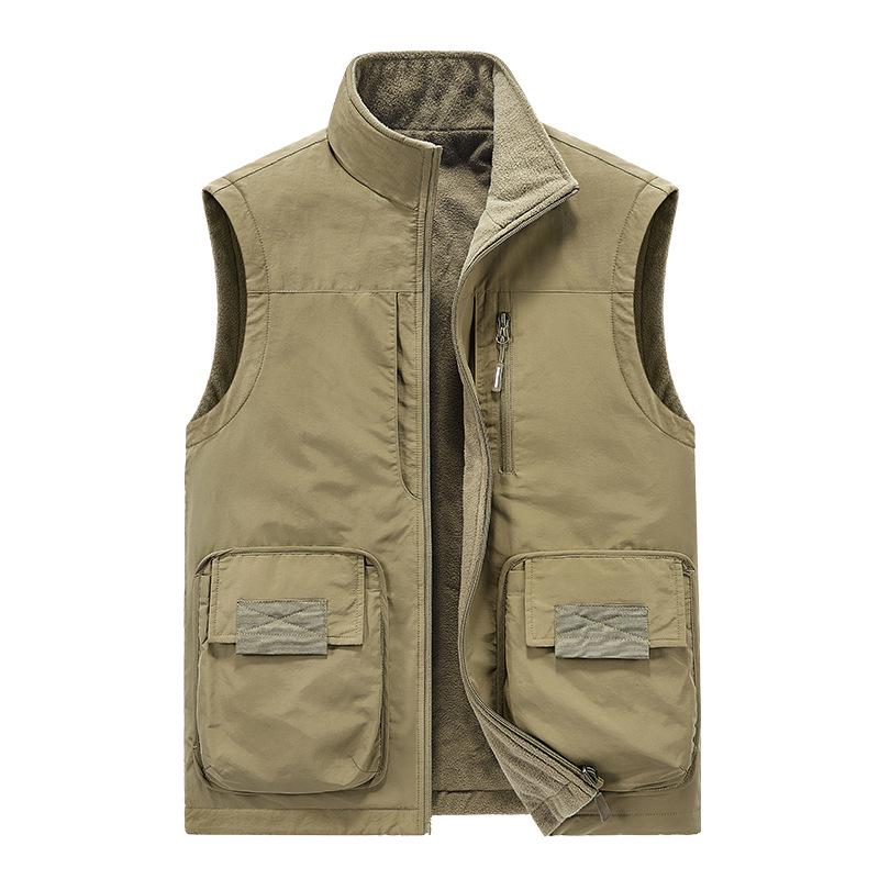 Men's Double-Sided Polar Fleece Vest - Windproof, Warm, and Plush for Autumn/Winter Outdoor Activities