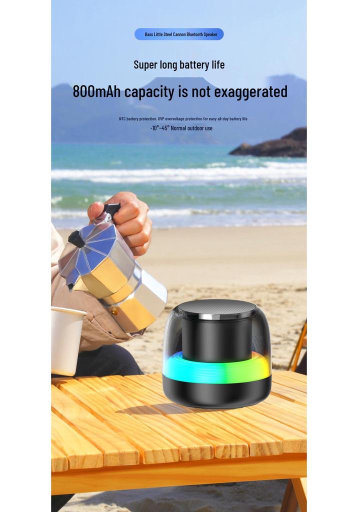 RGB Bluetooth Speaker: Portable Wireless Outdoor Cycling Mini Speaker with Heavy Bass