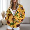 Womens Floral Print Hooded Zip-Up Sweatshirt Casual Oversized Long Sleeve Top Fall 2025