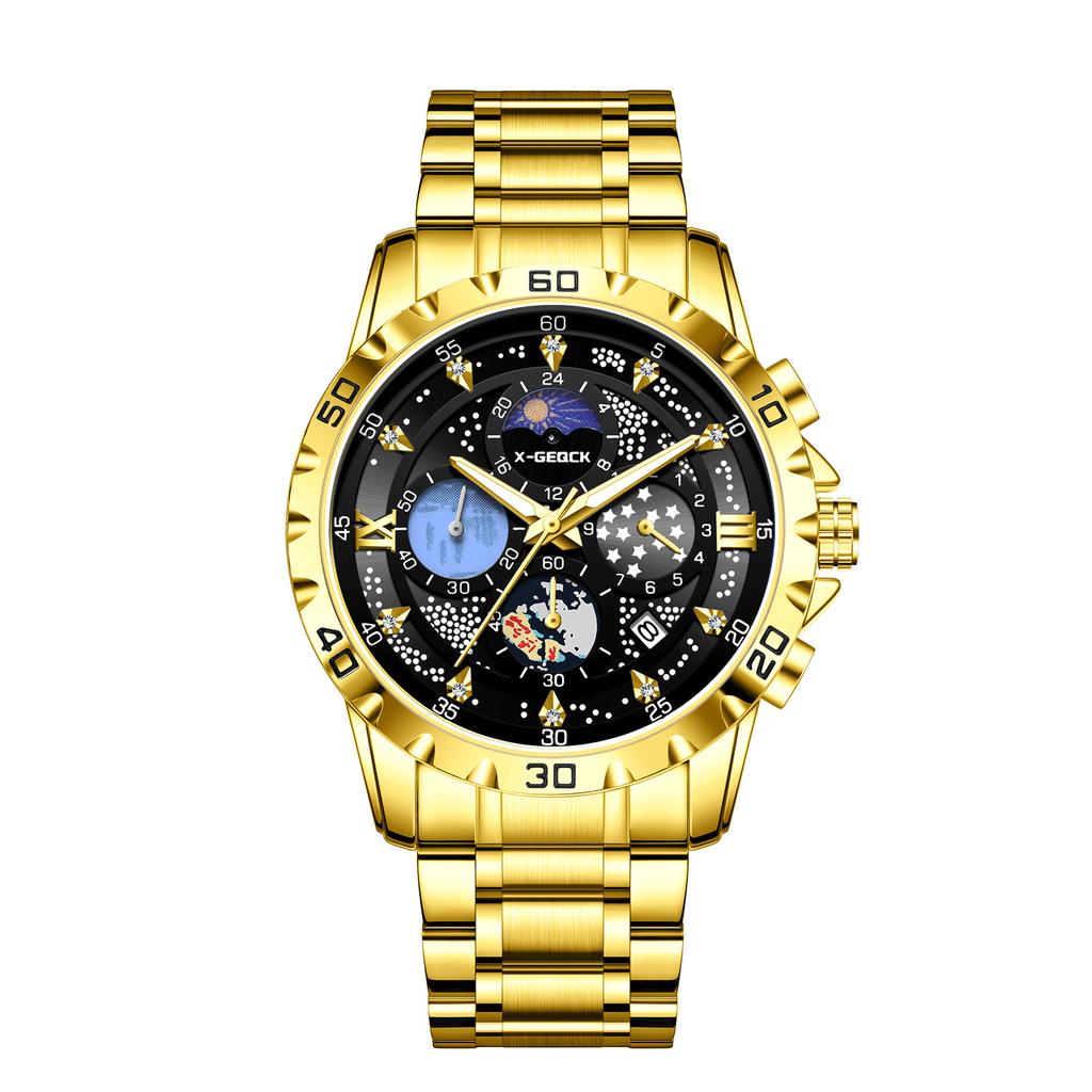 Men'S Star Quartz Watch Fashion Business Watch Waterproof Small Three-Pin Watch Men'S