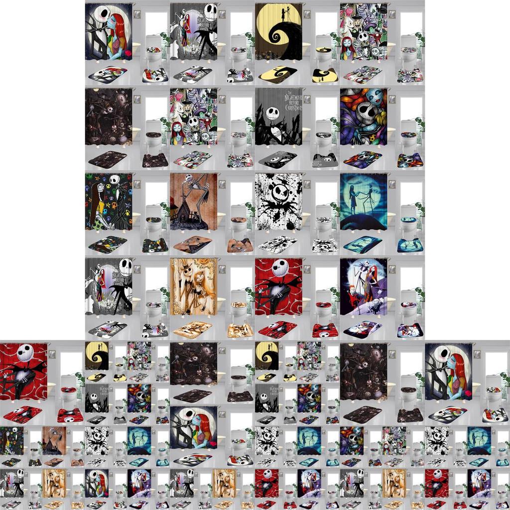 The Nightmare Before Christmas Bathroom Set With High Quality Shower Curtain And Mats