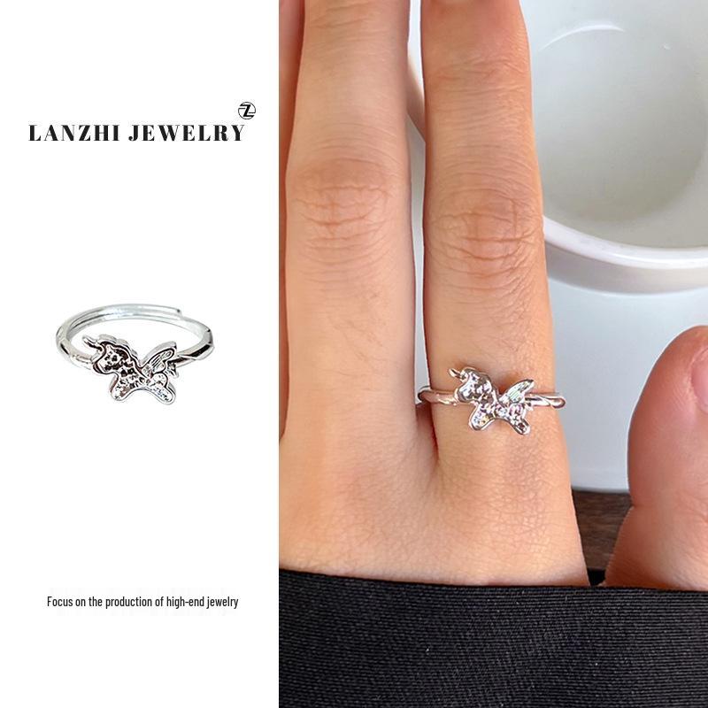 Bague chat Lanzhi en argent sterling 925 – Bijou de luxe léger pour index ouvert