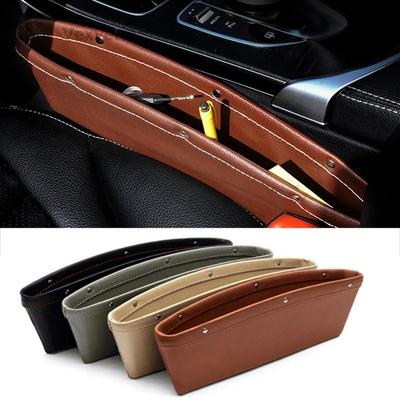 PU Leather Car Seat Gap Storage Organizer Pocket Phone Keys Glasses Wallet Cards Cables Holder Bag