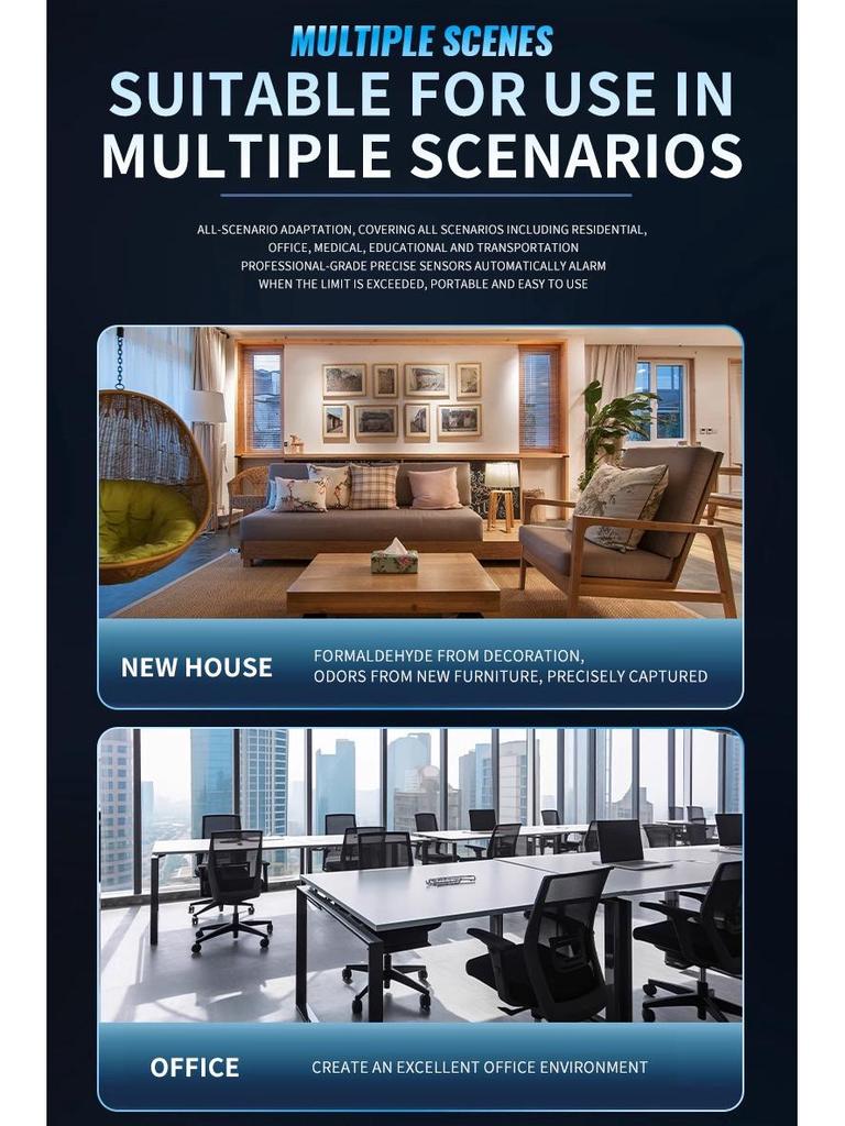 10-in-1 Luftqualitätsmonitor: Erfasst Formaldehyd, CO2, PM2,5, CO, Temperatur und Luftfeuchtigkeit für den Heimgebrauch