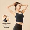 Women's High-Impact Shockproof Strappy Sports Bra - Anti-Sag, Backless Design with Chest Pads for Summer Fitness & Yoga.