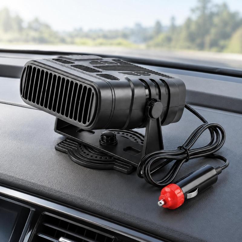 12V or 24V 2-in-1 Car Heater & Coolers, Car Windshield Heater Fan with Warm and Cool Operation, Adjustable Aiming Support and Attached Vehicle Power