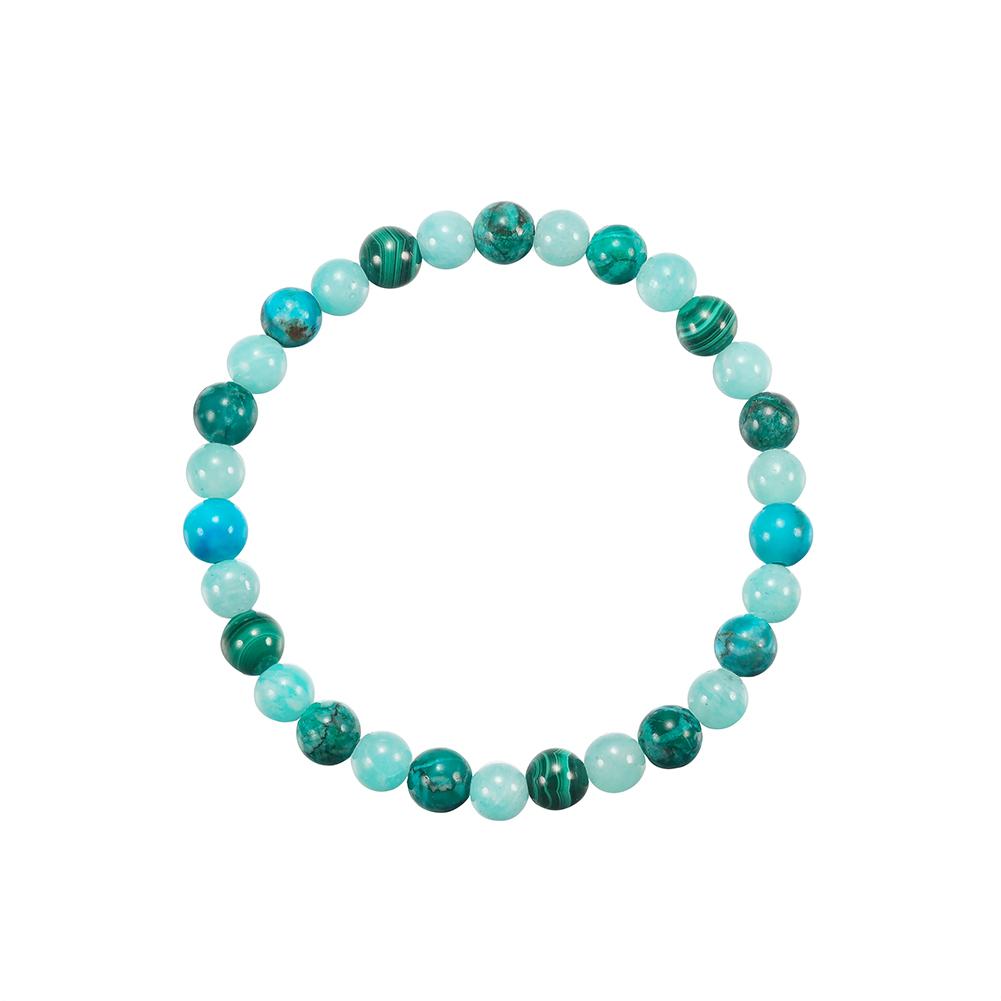 EFFIE QUEEN Genuine Natural Malachite Turquoise Stone Bead Bracelet Fashion 6mm Round Stone Elastic Rope Bangle Jewelry GMB88