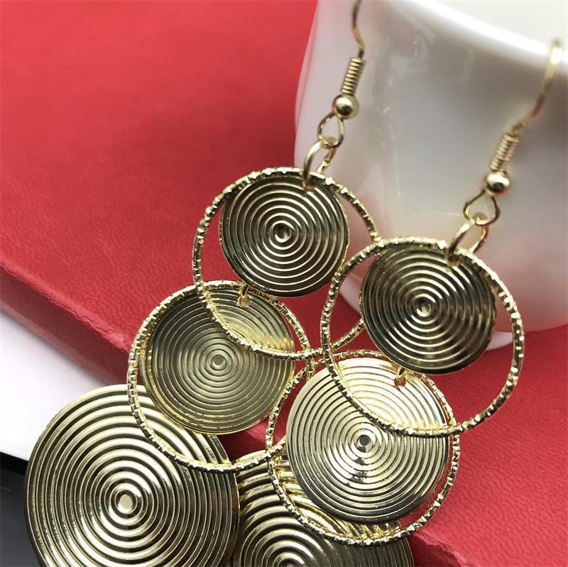 Trendy Electroplated Metal Long Round Hoop Earrings for Women - European & American Style, Formal Dress & Banquet Accessory