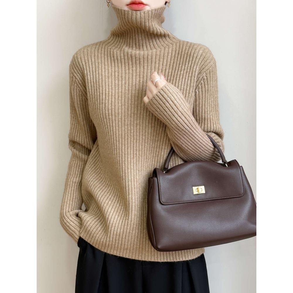 Verdickter Rollkragen Strickpullover, Damenpullover mit hohem Kragen, Neues warmes Pullover-Top