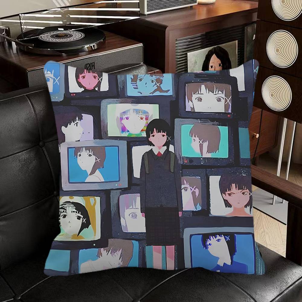 Anime S-Serial Experiments L-lain Pillow Case Square Pillow Bedroom Sofa Leisure Comfort Cushion Car Home Decoration