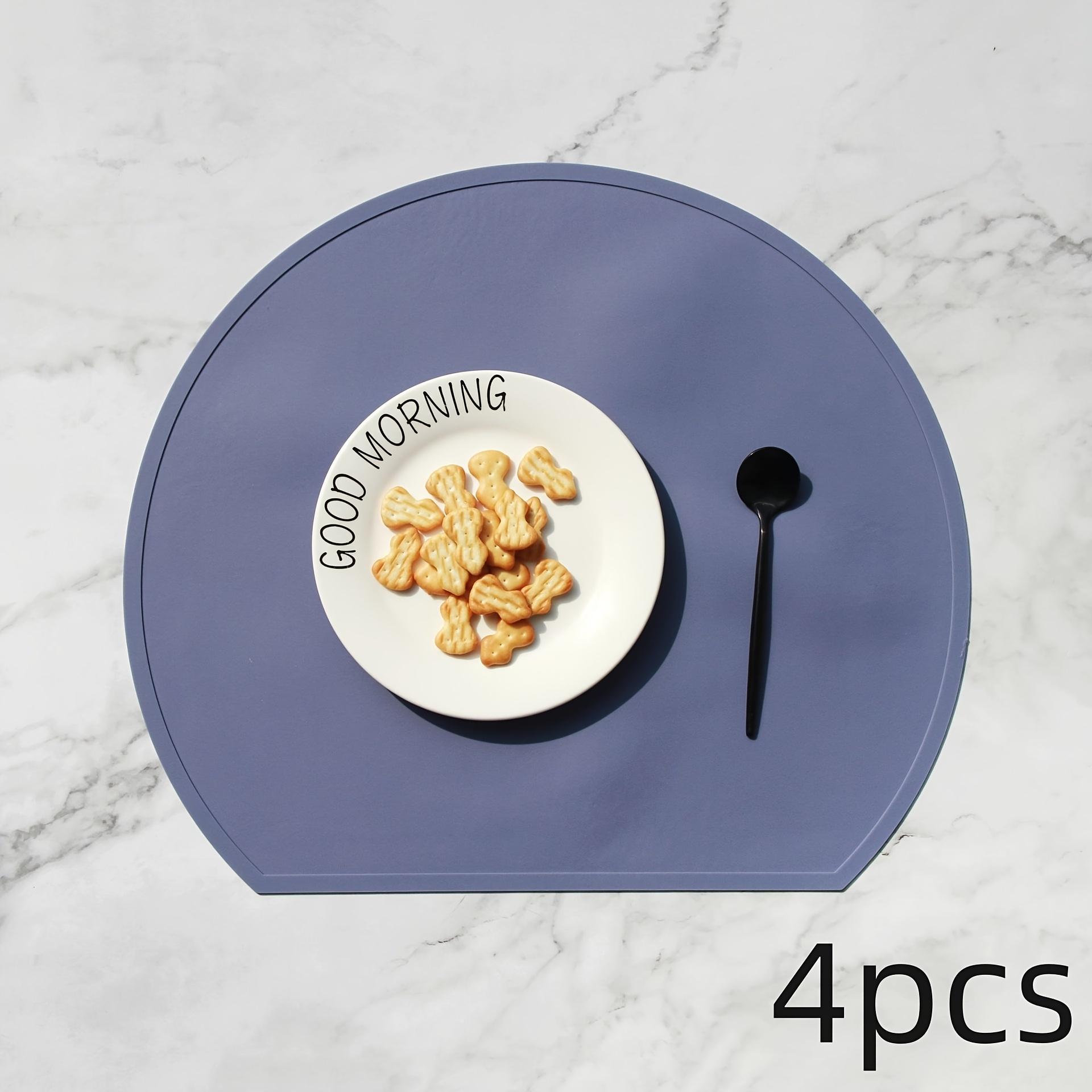 

4 шт. обеденный стол в скандинавском стиле цвета Мо Ланди полукруглый с силиконовым ковриком для обеденного стола противоскользящий изоляционный коврик простой 4pcs темно-синий