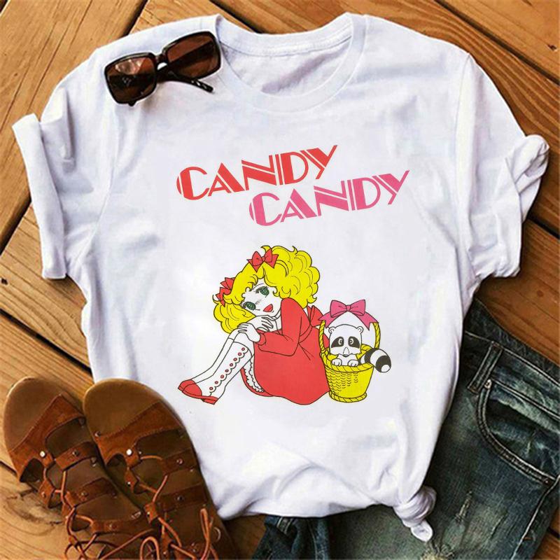 Anime Candy Candy T-shirt Clothes for Women Japanese Manga Short Sleeve Graphic Tee Y2k Kawaii Casual Tops Women's Sumer Clothes
