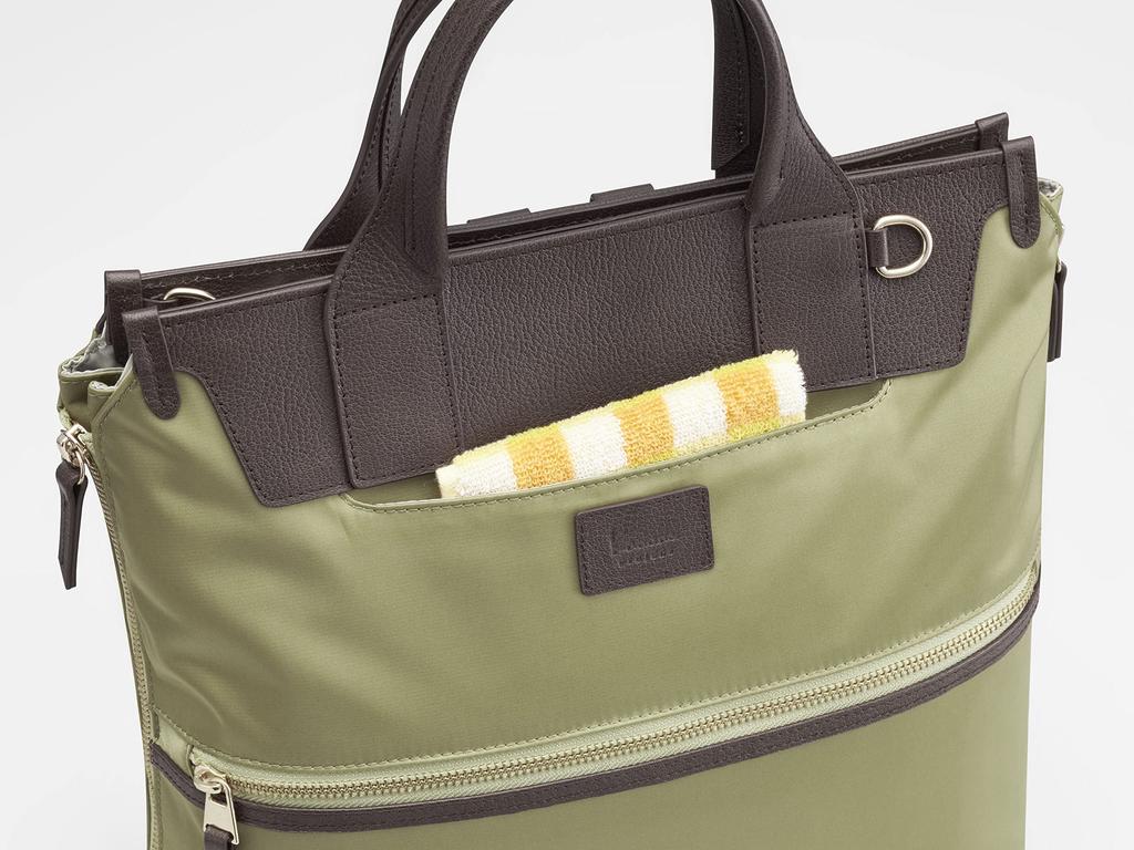 backpack bag made from recycled A4 size expandable with simple bottle back sand beige [Kanana Project] 2-way [PJ-14] "Ethical materials" compatible,