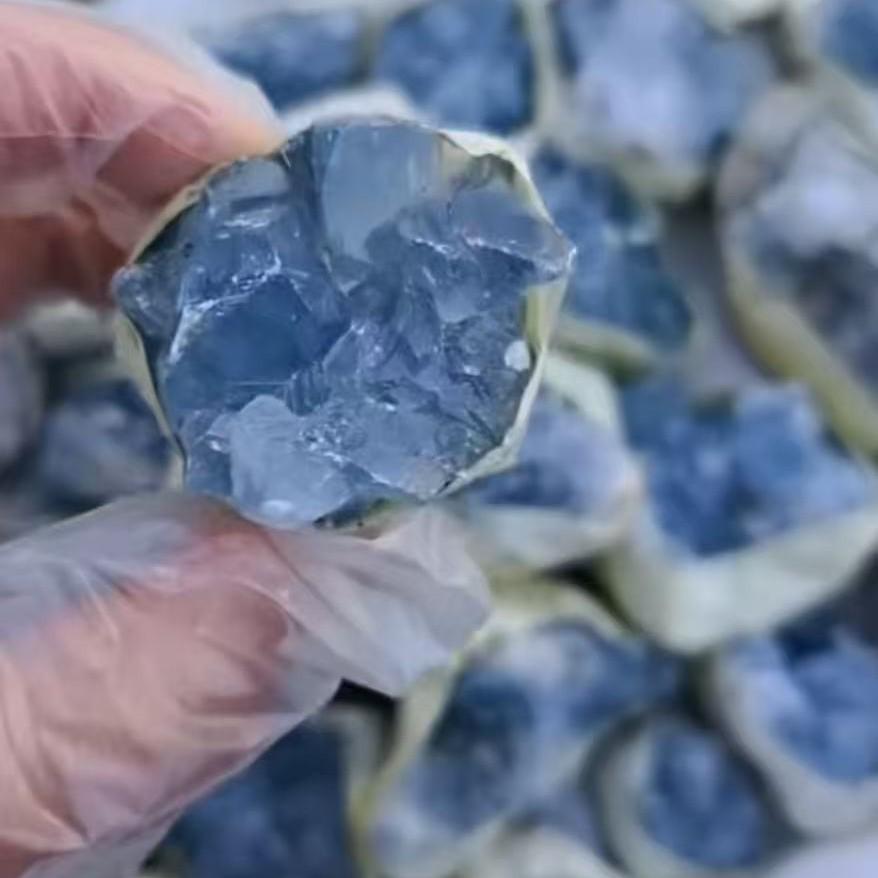 Blue Calcite & Lapis Lazuli Natural Crystal Cluster - Home Decoration Specimen.