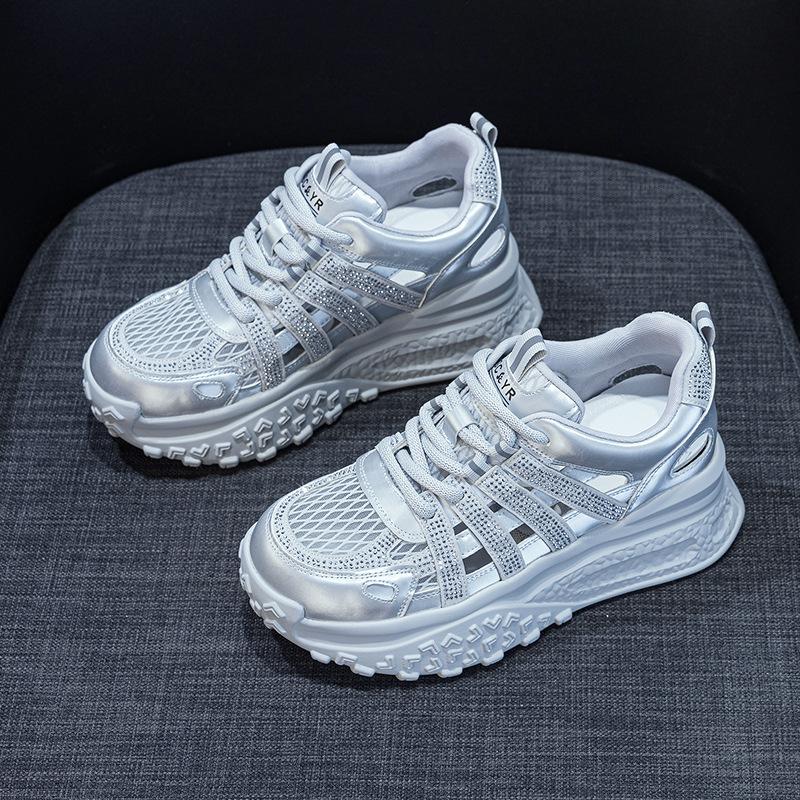 Dad shoes mesh breathable hollow women's 2025 new casual fashion sports explosion thick sole inner height increase women's shoes