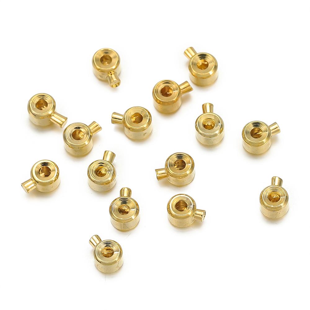 5pcs/Lot Copper Crimp Beads Spacer Bead Stoppers Cord End Caps Charms for Bracelet Necklace Jewelry Making Accessories Crafts
