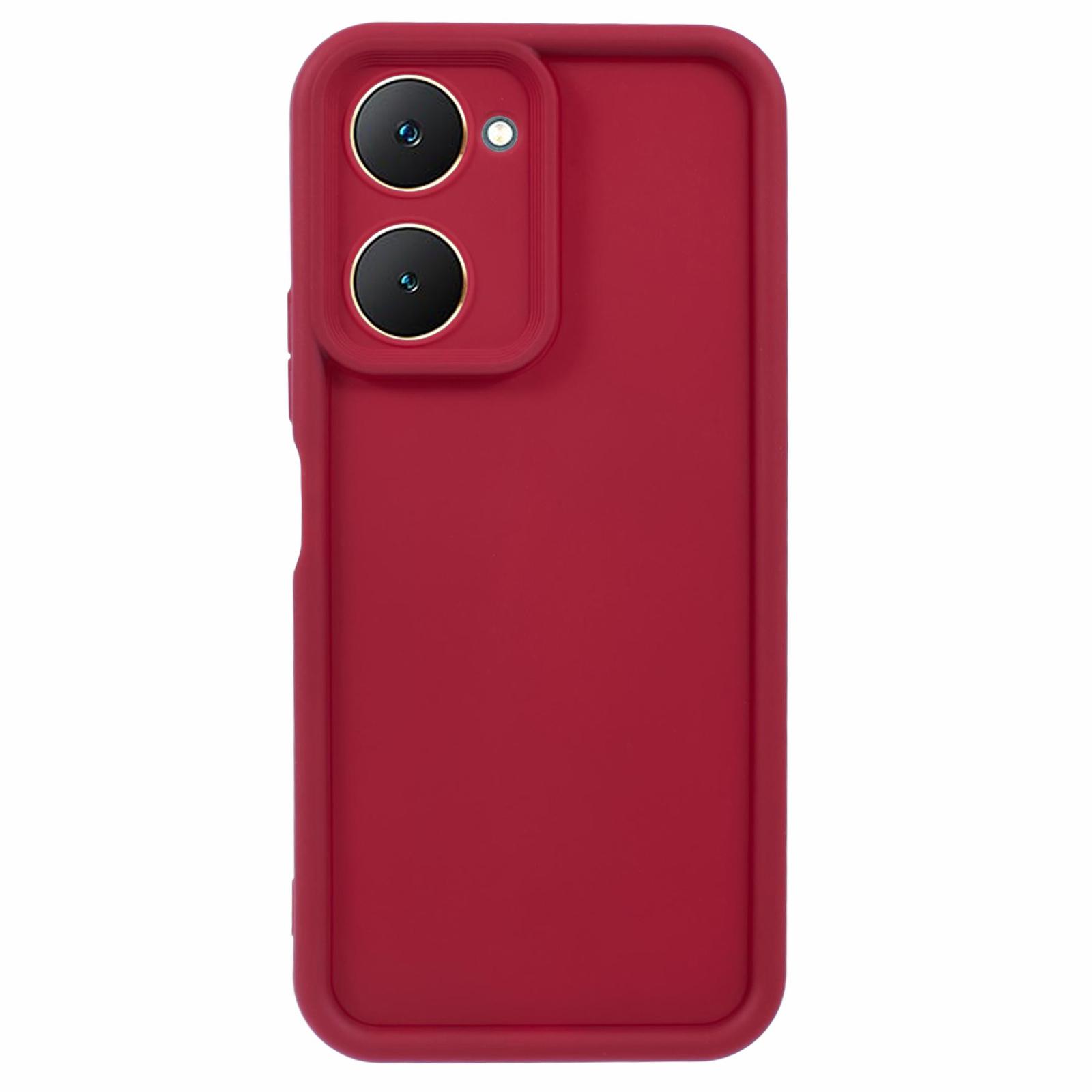 

For vivo Y03 Case Thickened TPU Soft Back Protective Cover Red