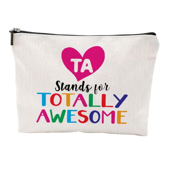 

Cosmetic Bag Teacher Theme Compact Toiletry Bag Portable Zipper Close Storage Bag for Travel And Dressing Table