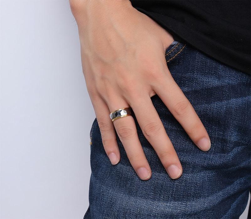 Herrenring aus Gold-Wolframstahl, koreanisches Schmuckdesign TCR-043