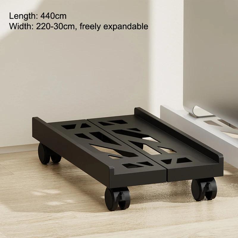 New Computer Host Storage Rack with Adjustable Mobile CPU Stand Heavy-duty PC Tower Stand with 4 Casters Desktop PC Floor Cart