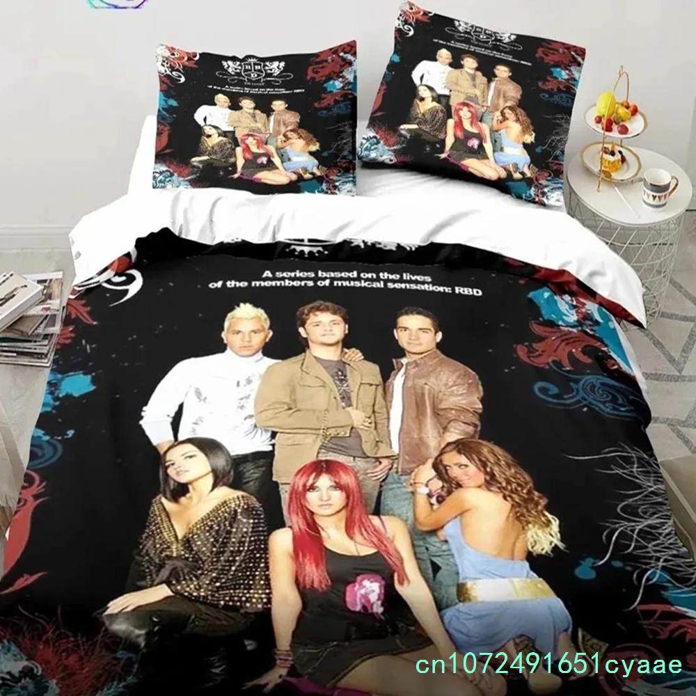Band RBD Bettwäsche-Set Einzelbett Twin Full Queen King Size Bettwäsche-Set Schlafzimmer für Jungen und Erwachsene 3D-Druck Bettwäsche Geschenk für Musikliebhaber